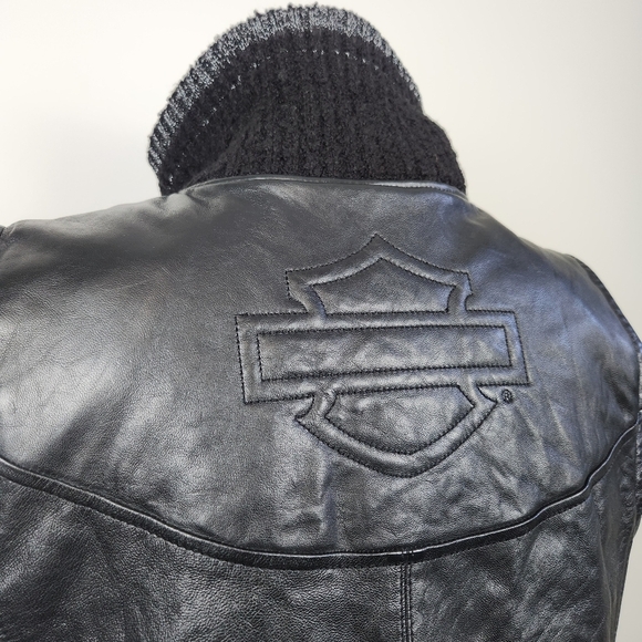 Harley Davidson Motorclothes Fawnridge Leather Vest Knit Turtleneck Size XL Moto - Picture 8 of 16
